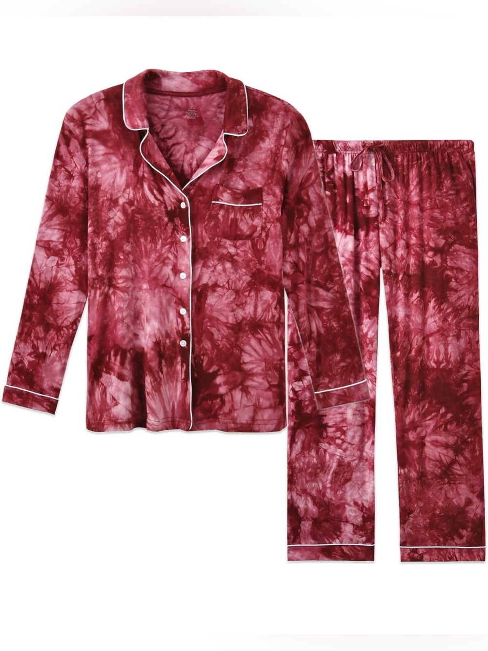 Modal Tie-Dye Pajama Set in Burgundy, XL, NWT - Picture 5 of 9